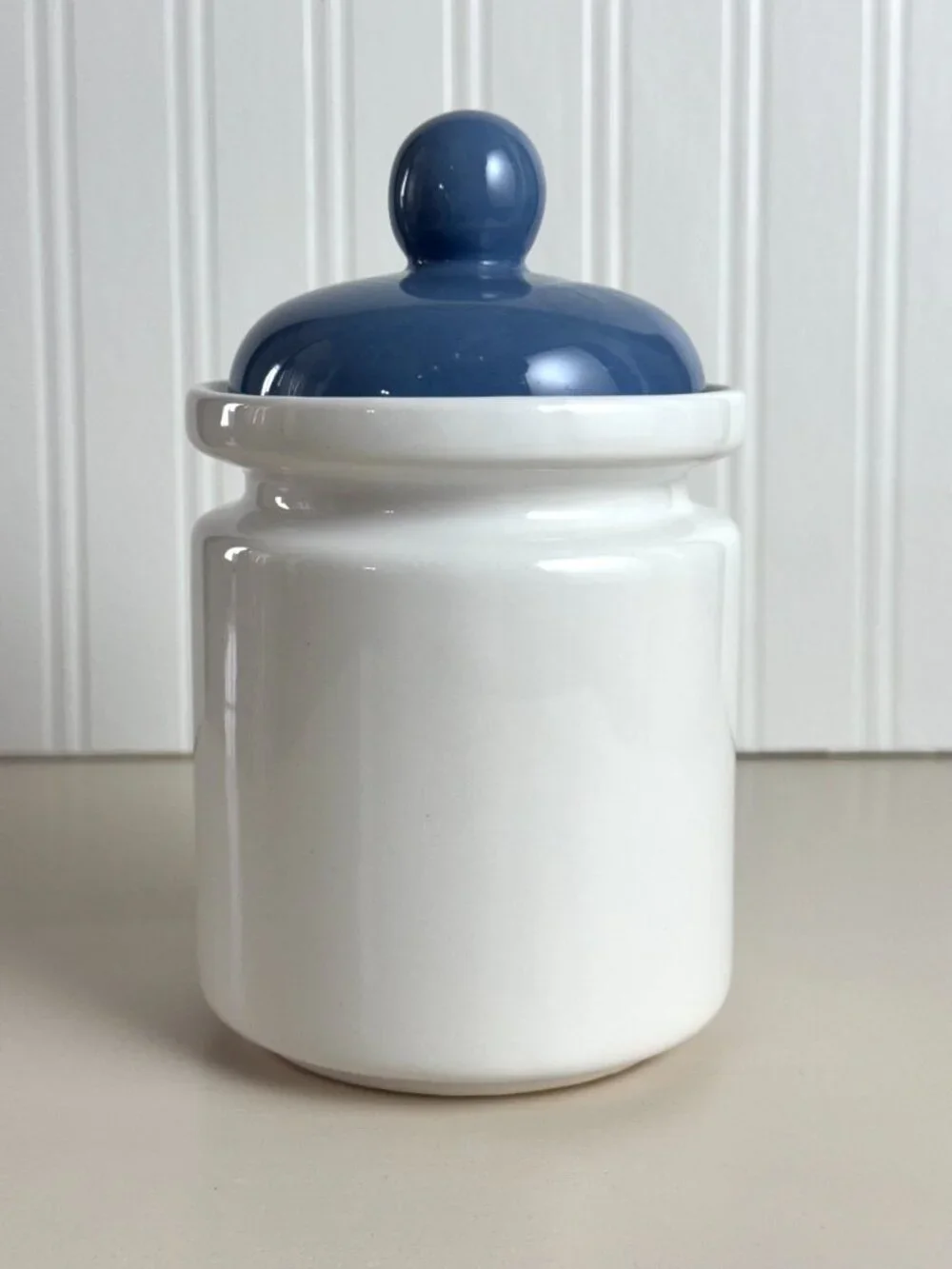Vtg 90s Jay Ceramic Coffee & Tea Canisters Jars Blue & White Floral Cottagecore